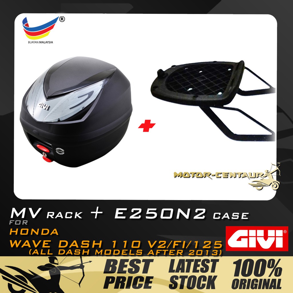 SET KOMBO KOTAK/BOX GIVI E250 E250N2 TOP CASE + HONDA WAVE DASH 