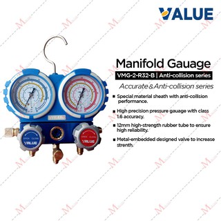 VALUE Air-Cond Dual Manifold Gauge Set R410a, R32, R22, R134a (VMG-2 ...