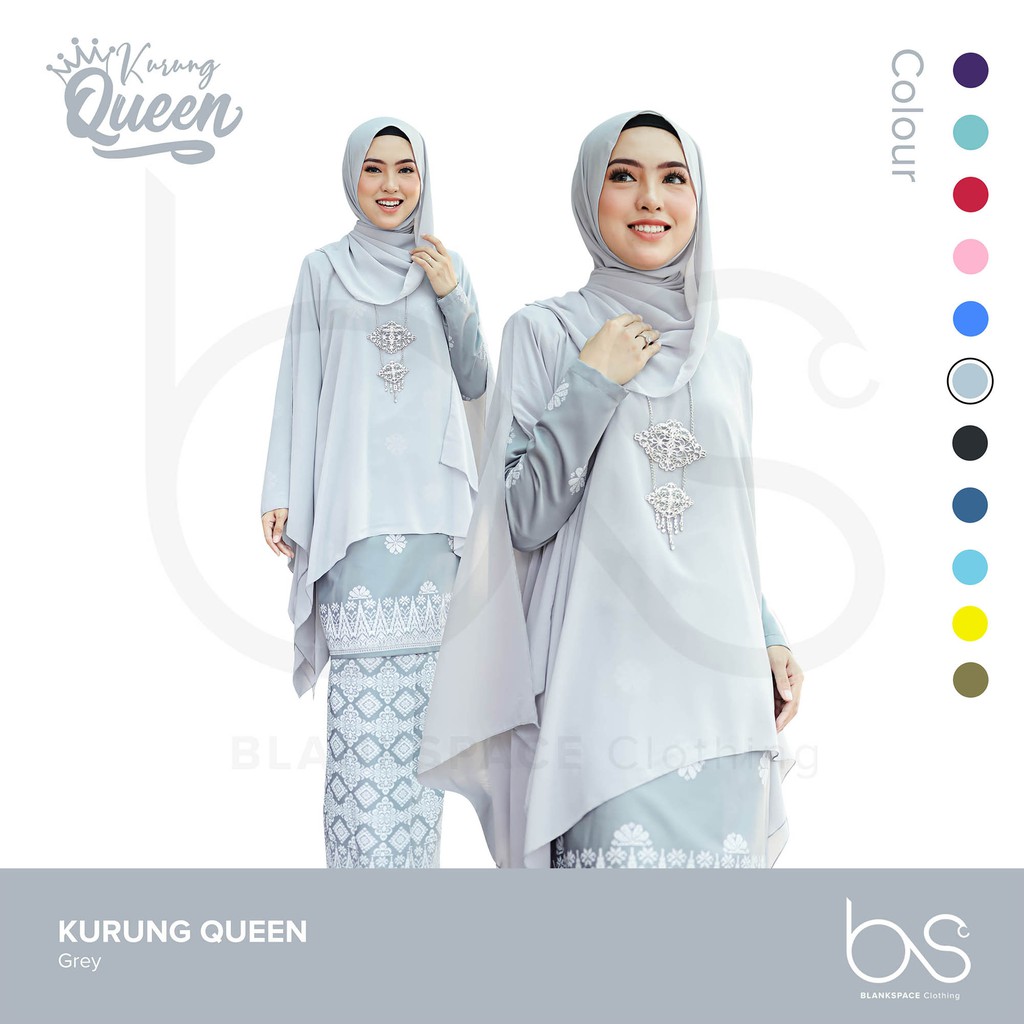  Baju  Kurung Moden KURUNG QUEEN  CAPE Grey with Batik 