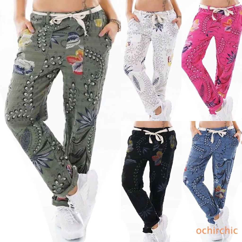 womens floral joggers