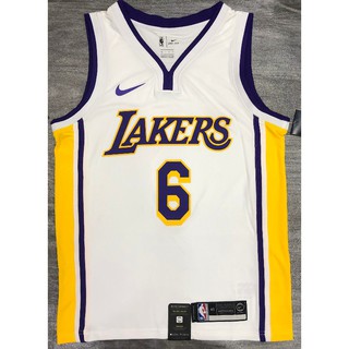 【hot pressed】NBA jersey Los Angeles Lakers 6# JAMES white V-neck and other styles sports basketball jersey