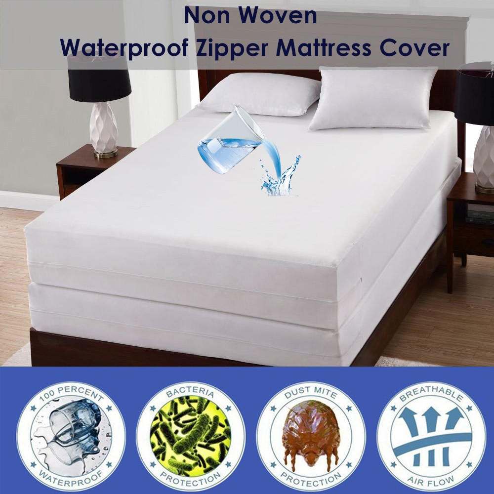 Non Woven Zipper Mattress Protector Bedbug Proof Waterproof Mattress ...