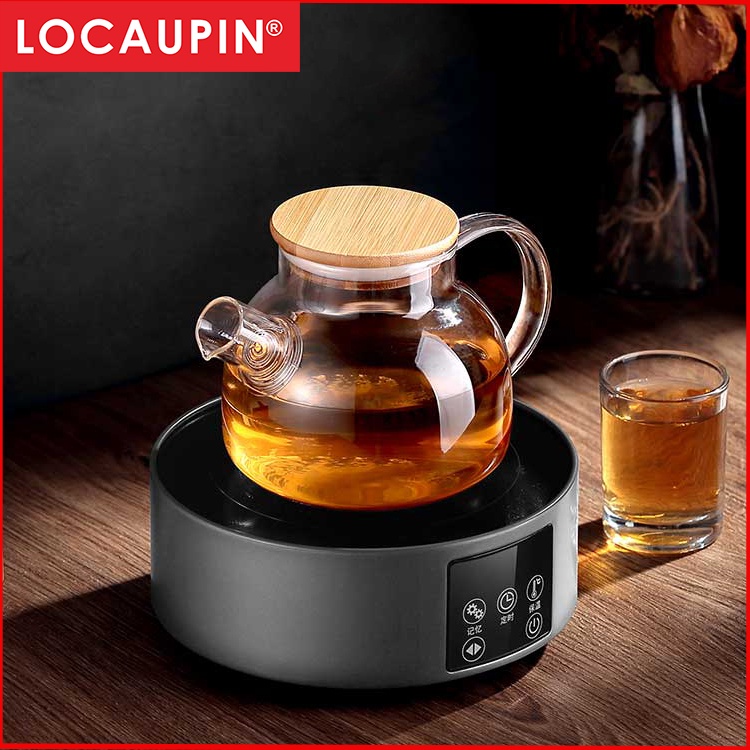 Locaupin Round Electric Ceramic Stove Heating Plate Cooktop Serving & Warming Tray Portable Single Burner Cooker