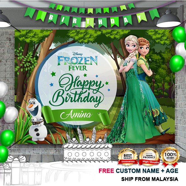 Birthday Banner Backdrop / Hari Jadi - Frozen / Frozen Fever | BeeCost