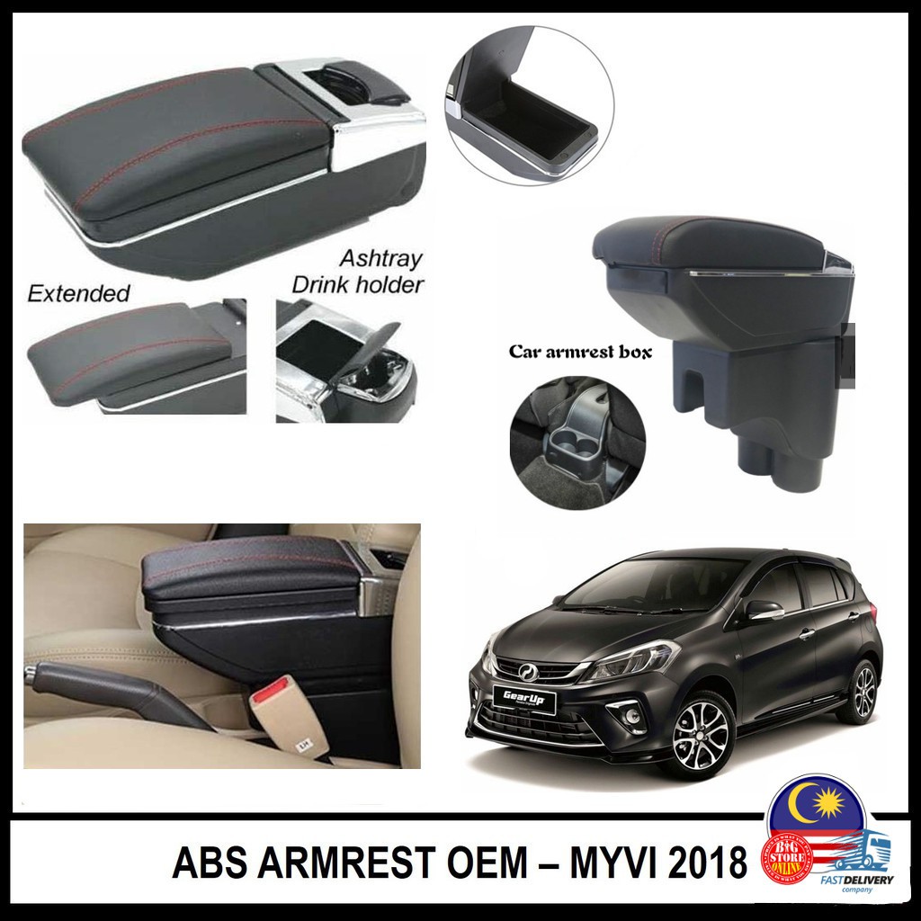 Perodua Myvi New 2017 2018 Armrest Adjustable arm rest Console Box with cup holder 1.3 1.5