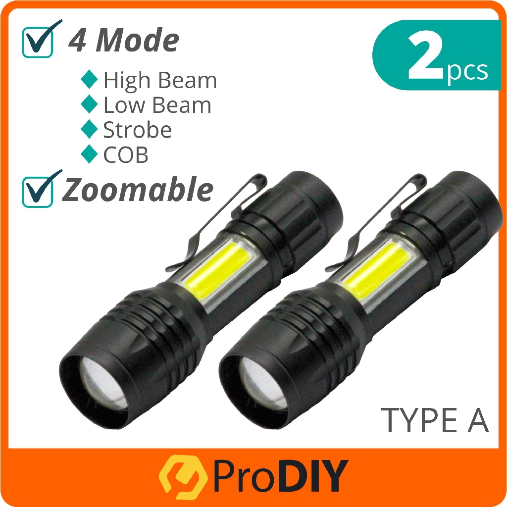 2PCS Rechargeable Torch Light XPE and COB Dual Lights USB Charge Lampu Picit ( BL-535 / BL-816 / BL-810 / BL-513 )