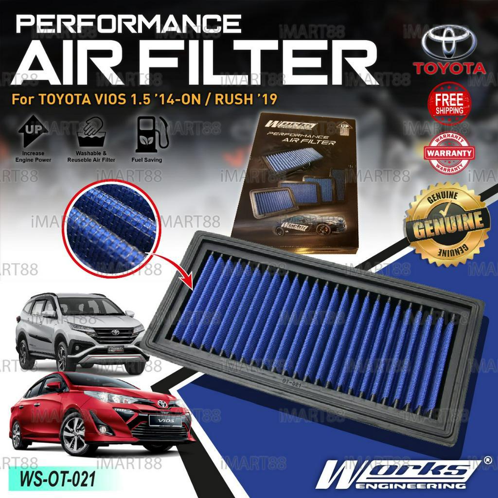 Works Engineering Air Filter Toyota Yaris Vios Ncp150 Ncp151 1 5 2014 2020 Rush 2019 On F800 Perodua Aruz Cleaner Oil Shopee Malaysia