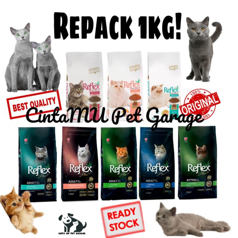 Buy Reflex reflexplus kitten and adult cat food 1kg repack/makanan 