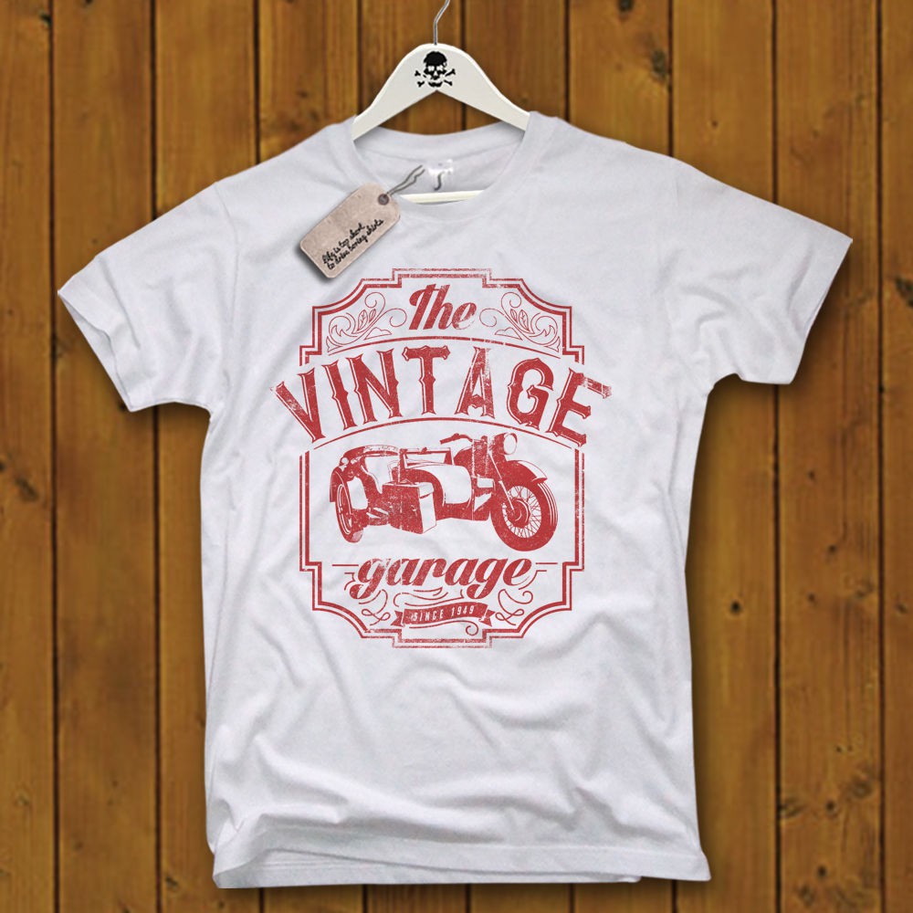 T Shirt Vintage Garage Biker Old School Screw Motorcycle Biker