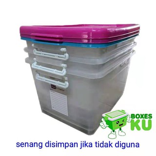 3 in 1 Transparent 30L Plastic Storage Box with Cover & Clip / Kotak ...