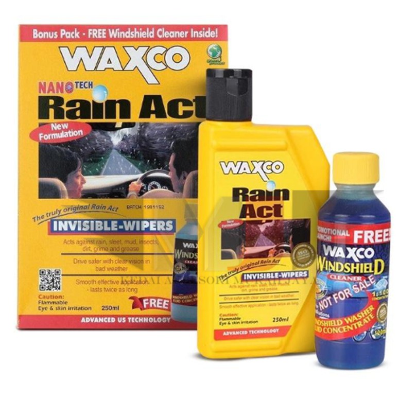 100% ori WAXCO Rain Act (250ml) + (FREE) Windshield Cleaner