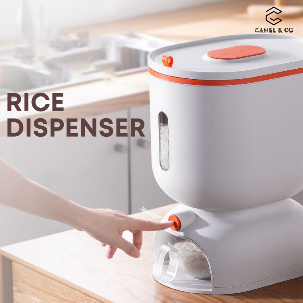 [Ready Stock] Canel & Co Auto Rice Dispenser Storage Rinsing Cup 11kg Simpanan Bekas Beras Nasi Makanan 儲米箱桶