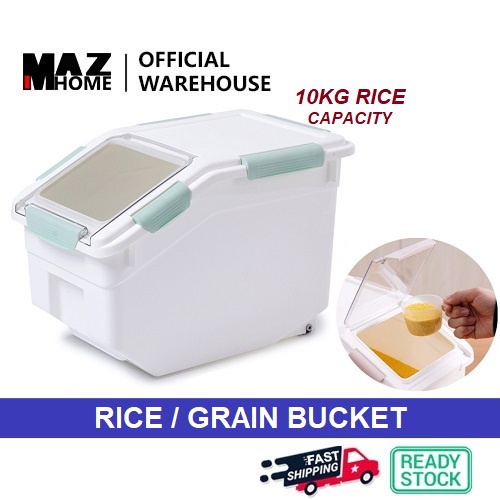 Dapur Balang Beras 10kg Moisture-Proof Rice Grain Storage Bucket Rice Container Dispenser 米粮防潮储放桶