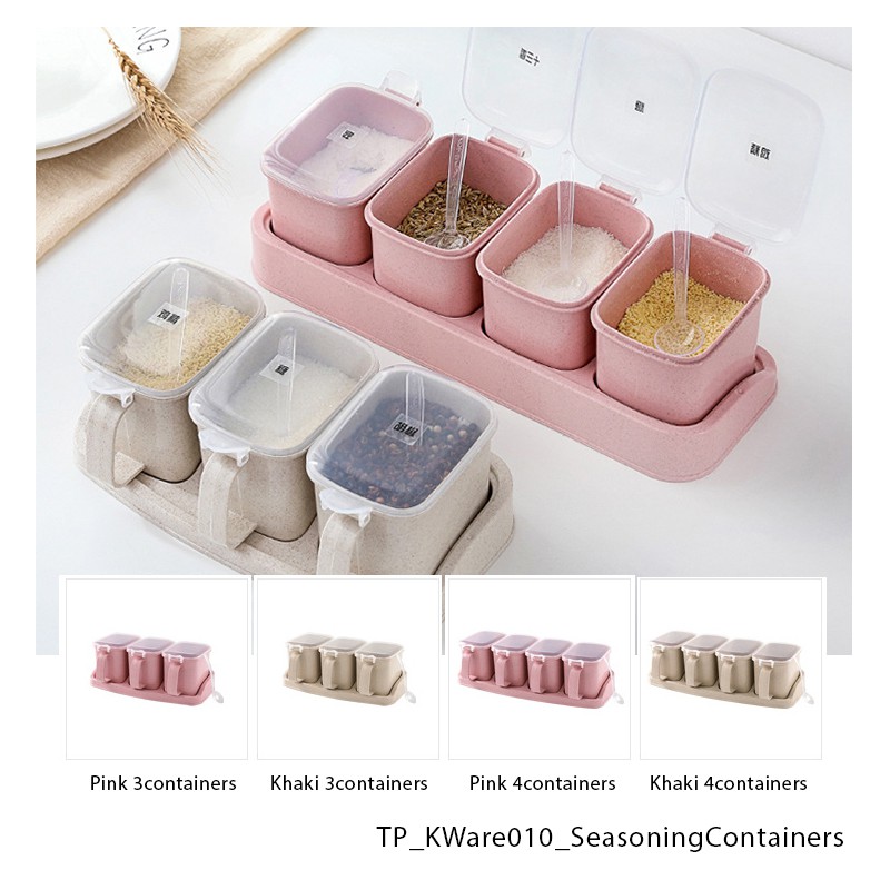 Storage Container Equipped with Seasoning Spoon Seasoning Jar Spice Jar Seasoning Box 3 Pieces condiment containers with lids Blue Seasoning Rack 
