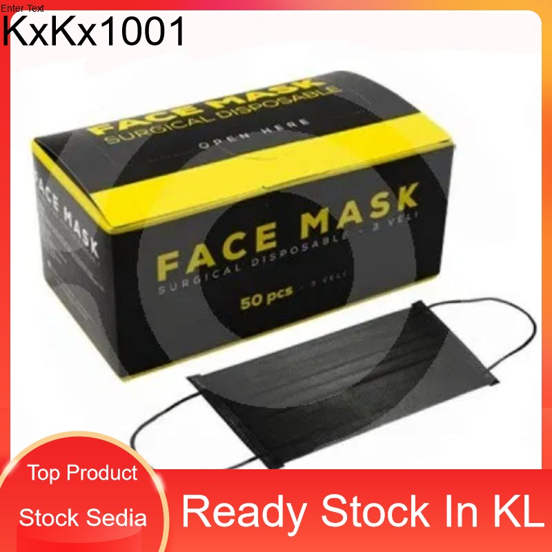 Black Mask Adult Mask Hitam Face Mask 3ply 50pcs Mask Hitam(With Box ...