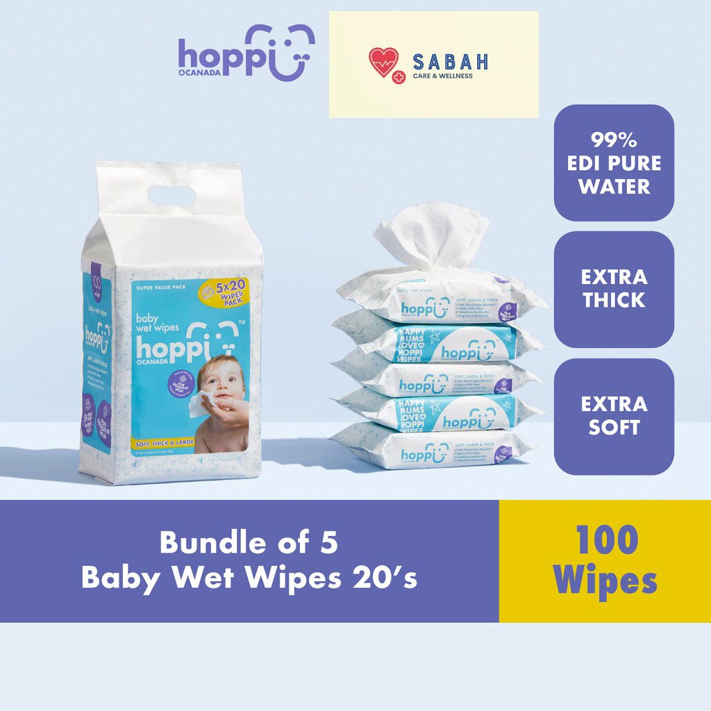 Hoppi Premium 99 Pure EDI Water Baby Wipes / Baby Wipes / Wet Wipes