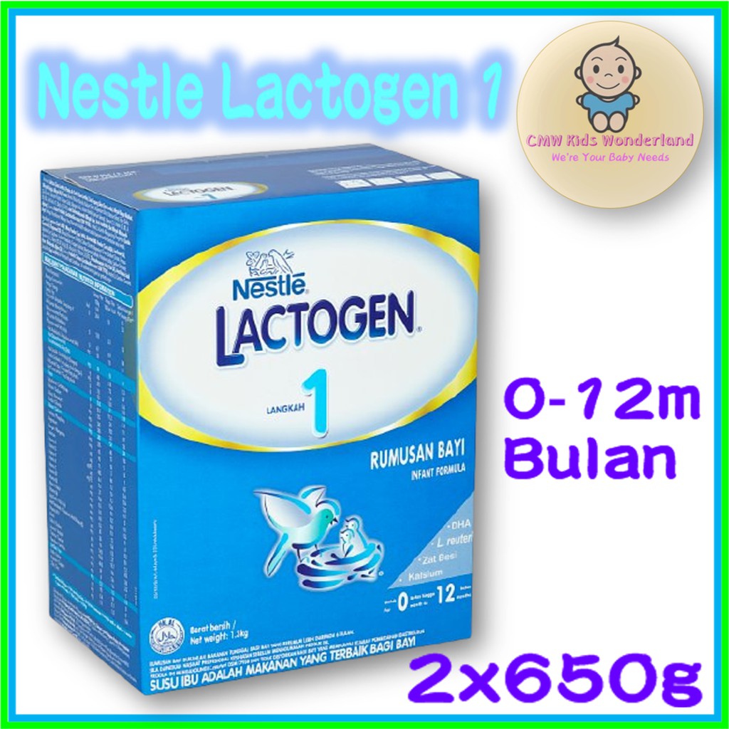 Nestle Lactogen 1(2x650g) Rumusan Bayi Langkah 1 / Infant Formula Step 1 / Newborn Baby Milk Powder