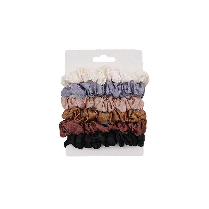 6PCS Elastic Hair Bands Silk Satin Scrunchie Hair Ties Ponytail Holder Ropes H79