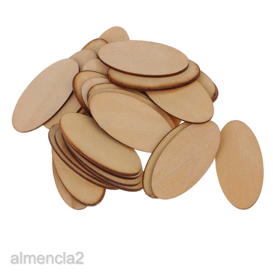1.5 mm Thick Natural Unfinished Wooden Oval Cutout Shaped Wood Pieces