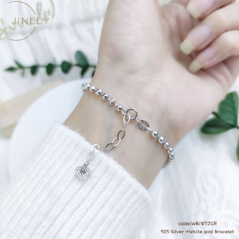 925纯银电白金16面珠子手链(925 silver+ plated white gold bracelet )* Rantai tangan perak+emas putih高品质high quality