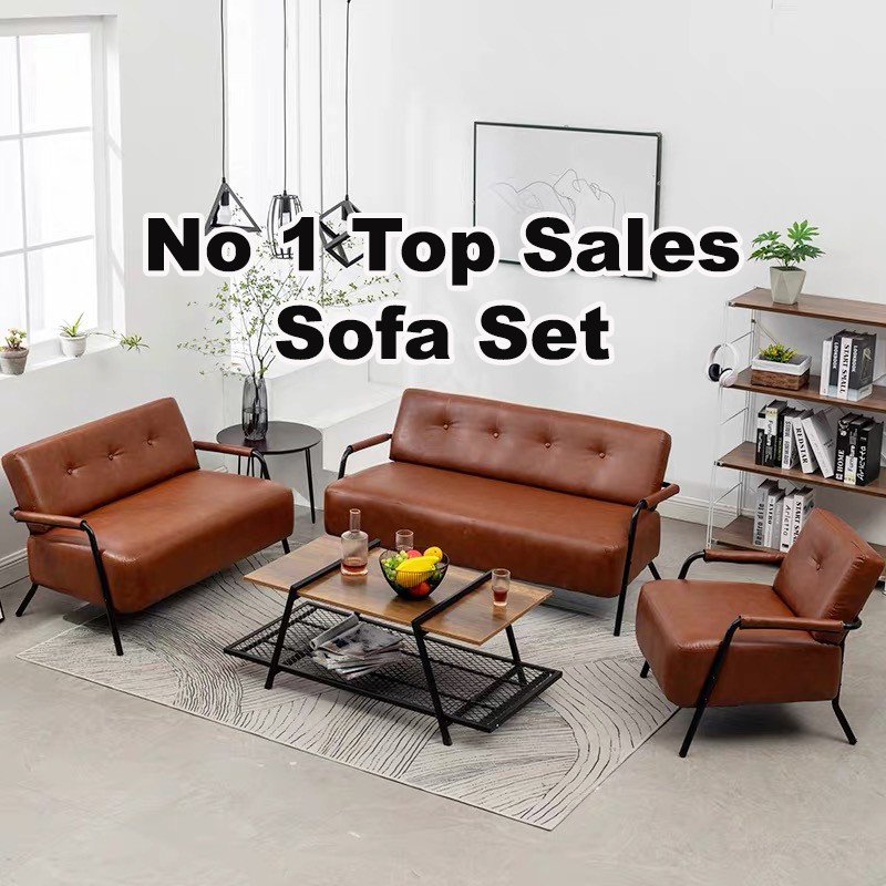 Nordic Minimalist 1  2 3 Seater  Sofa  Set Leather Wing Chair 