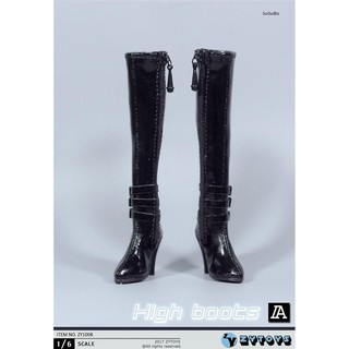 Fire Girl Toys FG007 1/6 Scale High Heel Leather Boots Model Solid Shoes 
