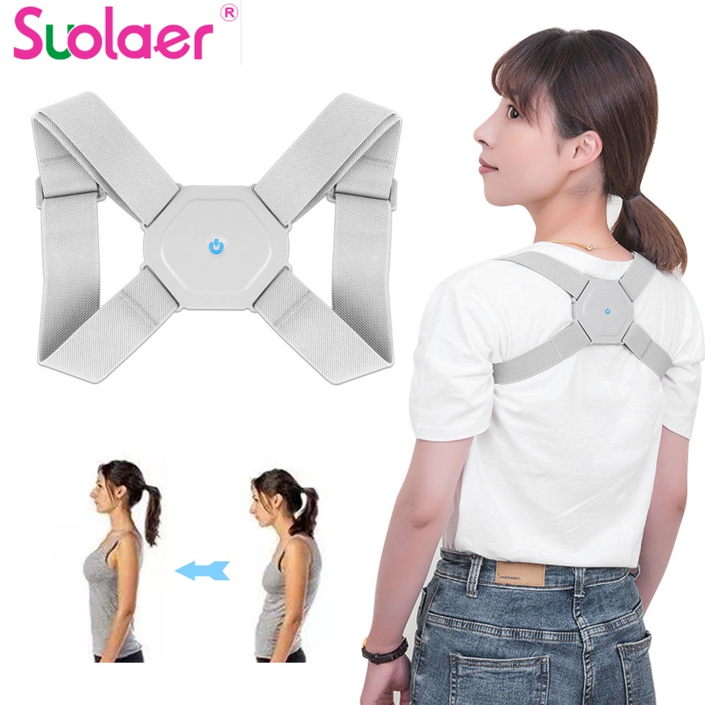 Suolaer Electronic Posture Corrector Reminder Adjustable Back Strap Support Belt Smart