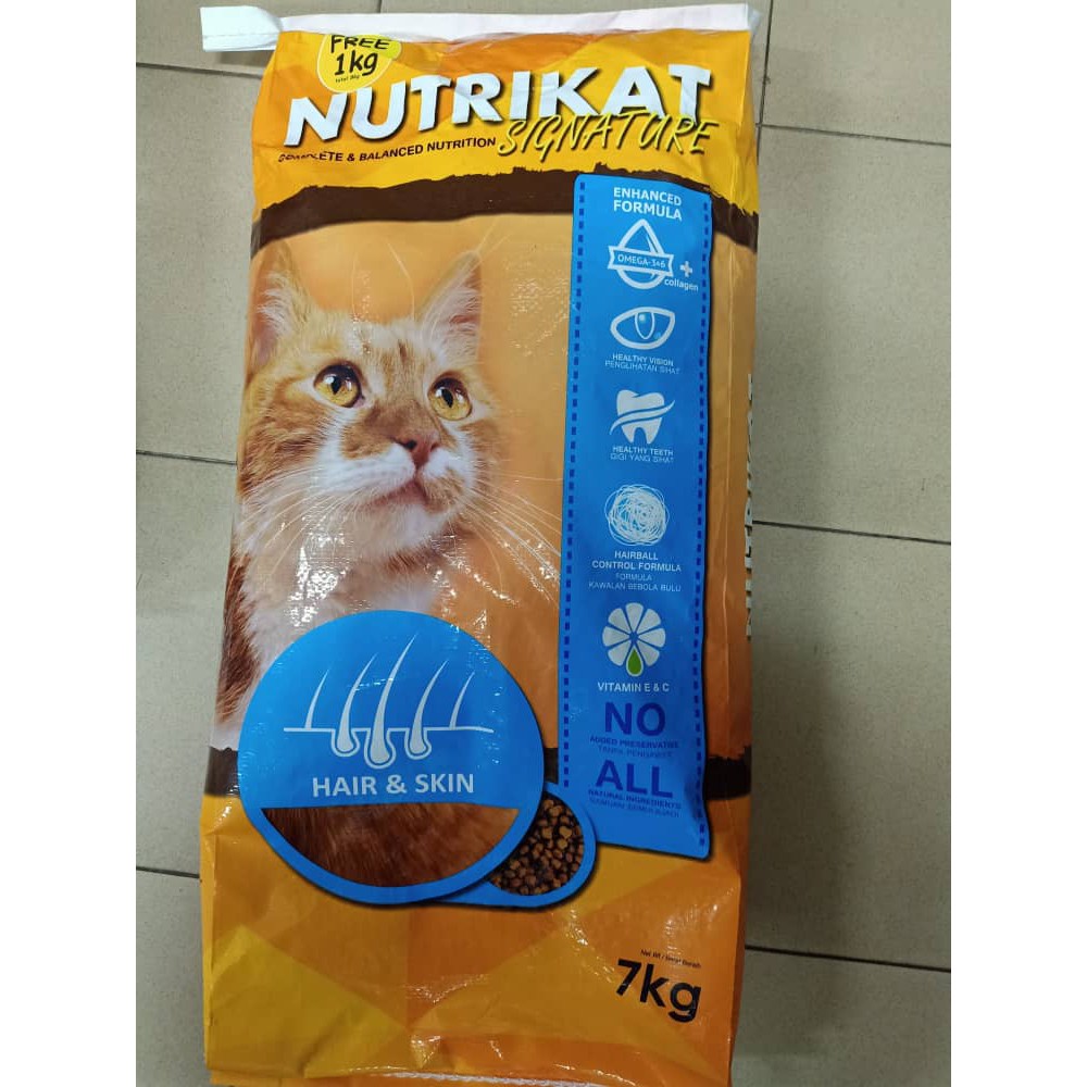 Nutrikat Cat food Hair and Skin 7KG+FREE 1KG Shopee Malaysia