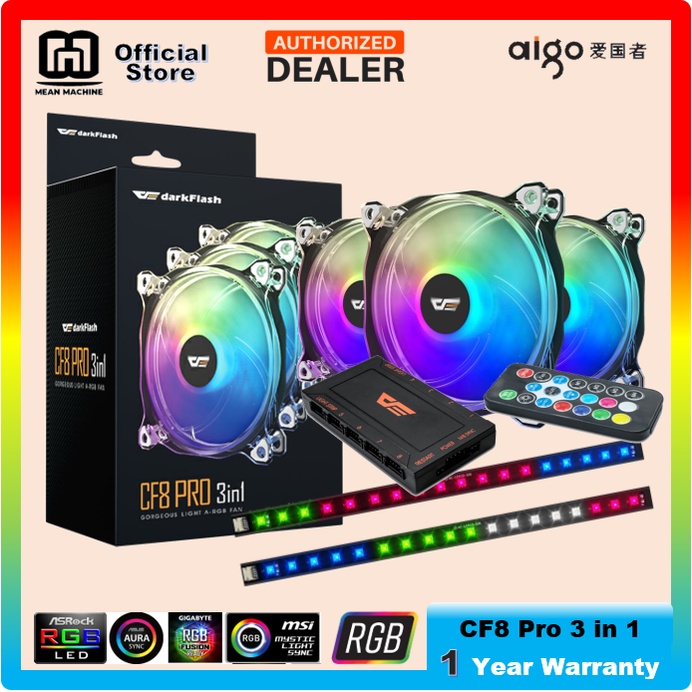 Aigo Darkflash CF8 Pro RGB 8 Fan Kit ARGB Sync 5V 3 Pin Fan Package ...