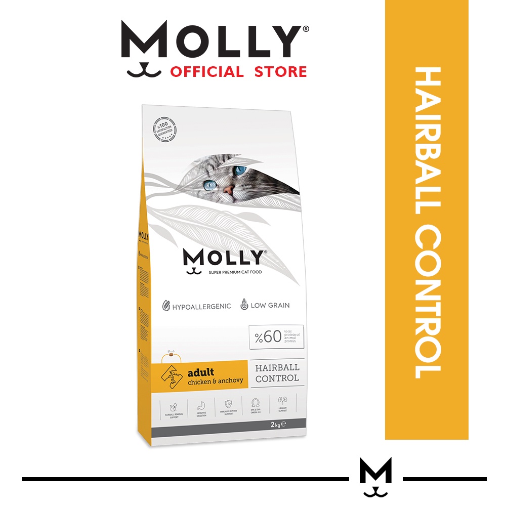 Molly Hairball Control Chicken & Anchovy Adult Cat Food (15kg) Shopee