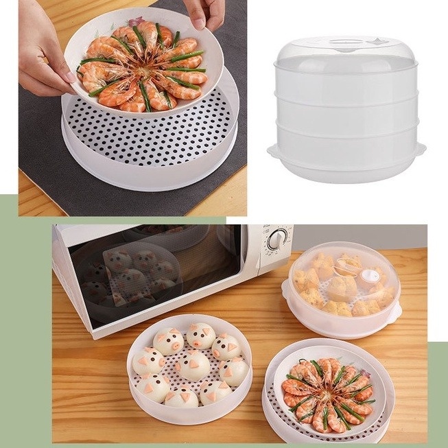 Microwave Food Steamer Heating Containers Steam Cooker 蒸笼 Pengukus Steamer Makanan