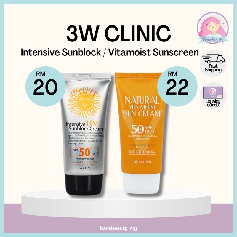 [READYSTOCK] 3W Clinic Intensive UV Sunblock Cream/Natural Vita-Moist ...