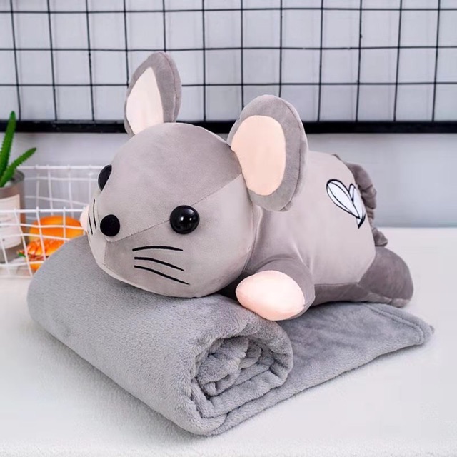 Lovely gray mouse-shaped pillow set | Shopee Malaysia