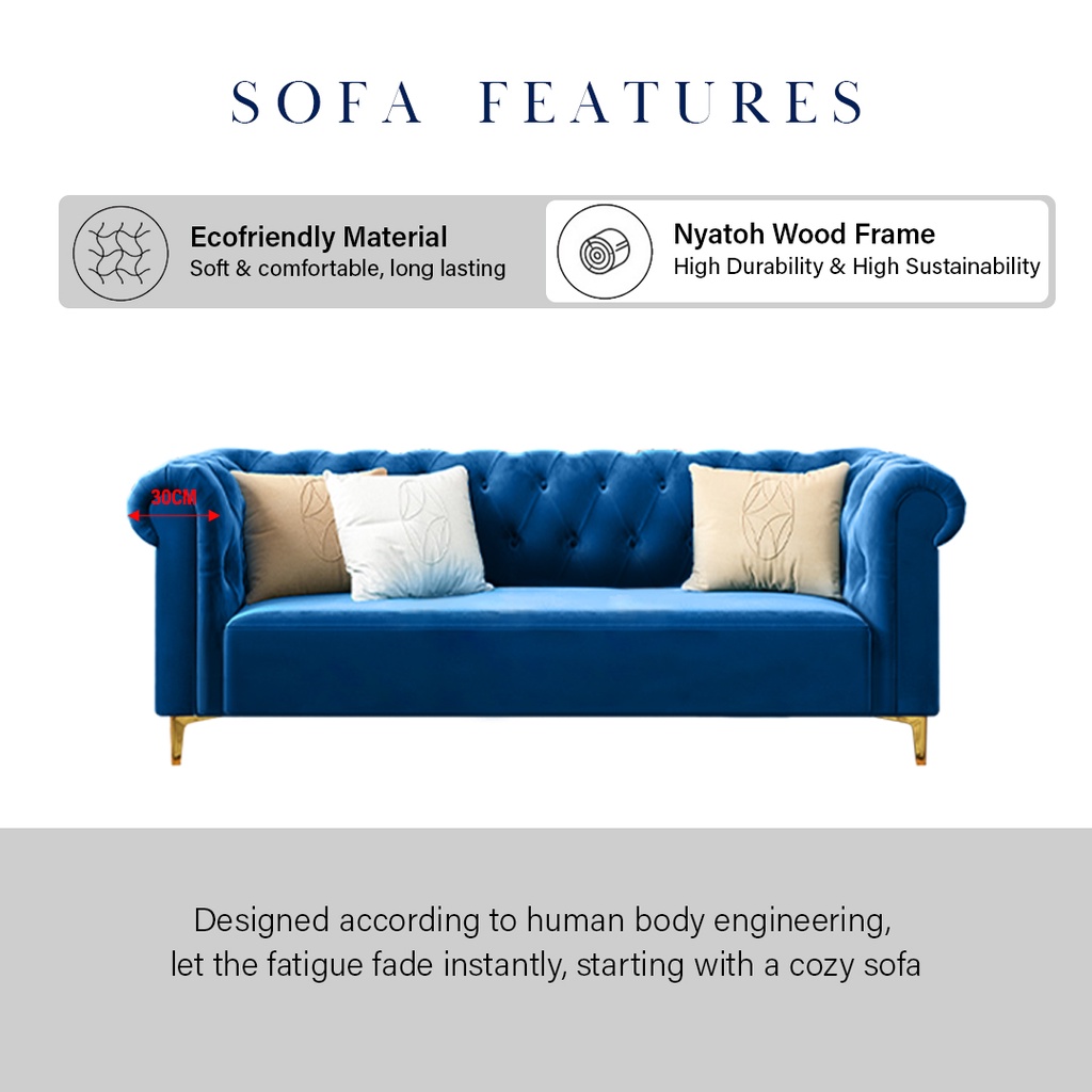 FINSSO: Henzy Luxury Modern 1+2+3 seater Chesterfield Sofa