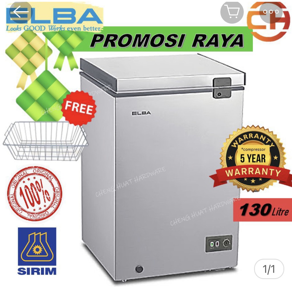 Elba 130l chest freezer dual mode system / peti sejuk beku ef-e1310(gr ...