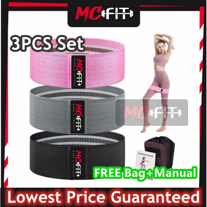 MCFIT【3PCS/Set】Hip Resistance Bands Yoga Squat Elastic Band Latex Non-Slip Exercise Fitness Weight Loss Tension Band 瑜伽带