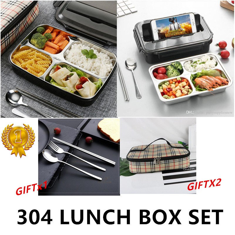 304 Stainless Steel Thermos Thermal Lunch Box Set Kid Adult Bento Boxes