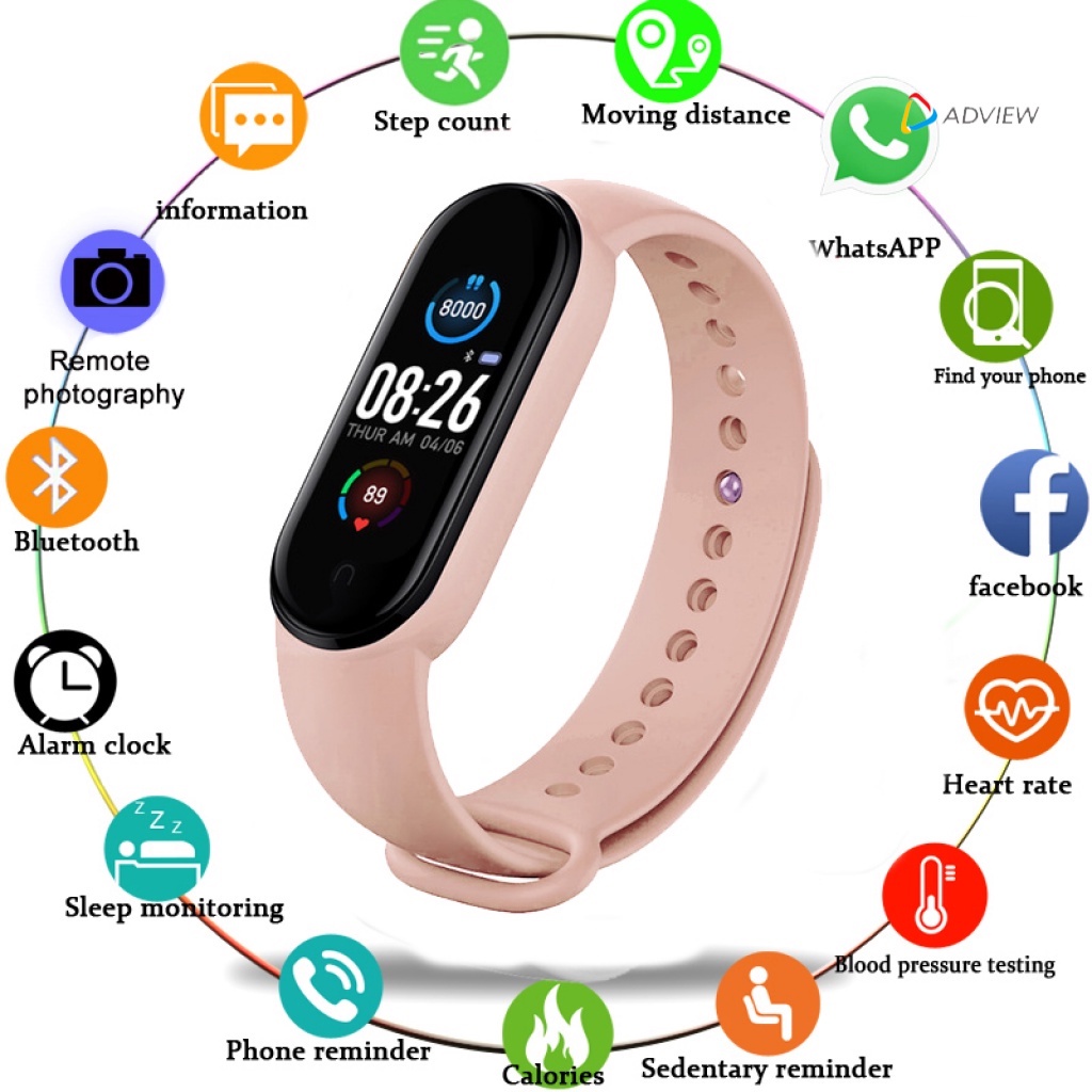 M5/M6 Smart Watches Smart Band Sport Fitness Tracker Pedometer Heart Rate Blood Pressure Monitor wearable devices For Men Womenfor Ios Watch Xiaomi Huawei