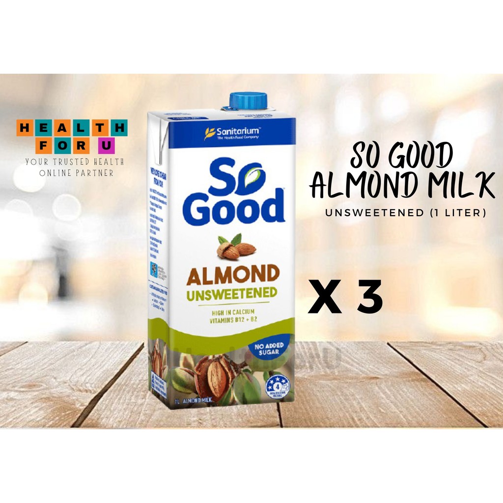 So Good Almond Milk Unsweetened (1L x 3pack)// almond milk // lactose free // less sugar