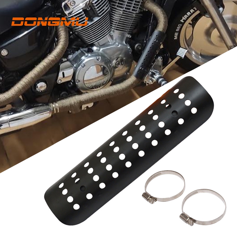 25cm Black Dolity 25cm Universal Motorcycle Exhaust Pipe Leg Protector Heat Shield Cover Dirt Bike For Harley For Yamaha For Kawasaki For BMW For Ducati 