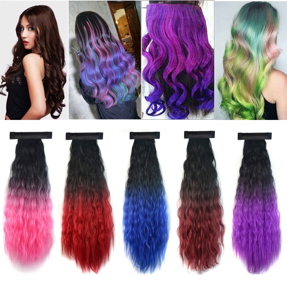 Ribbon Clip In Long Corn Curly Hair Extension Tie Up Ponytail