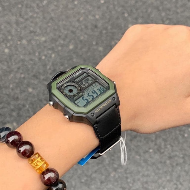 casio illuminator army green