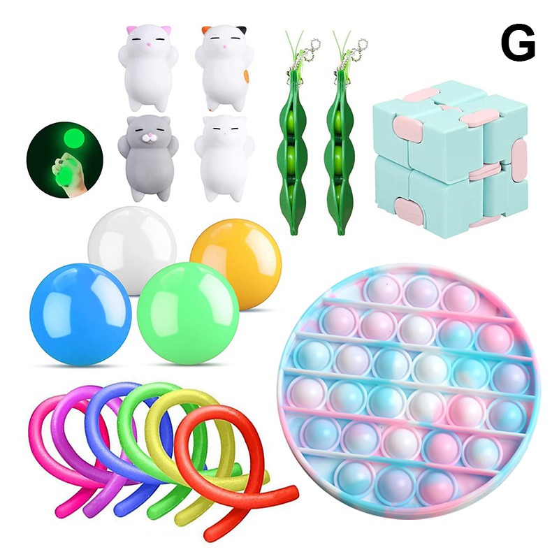 Big Size Pop Push Bubble Fidget Sensory Toys Set with Marble Mesh Pop Tubes and Dimple Pack for Adults Kids PlioRyo 30Pcs Fidget Toys Packs 