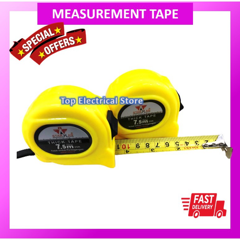 STARMAN MEASURING TAPE 7.5M X 19MM PITA PENGUKUR TAPE MEASUREMENT ...