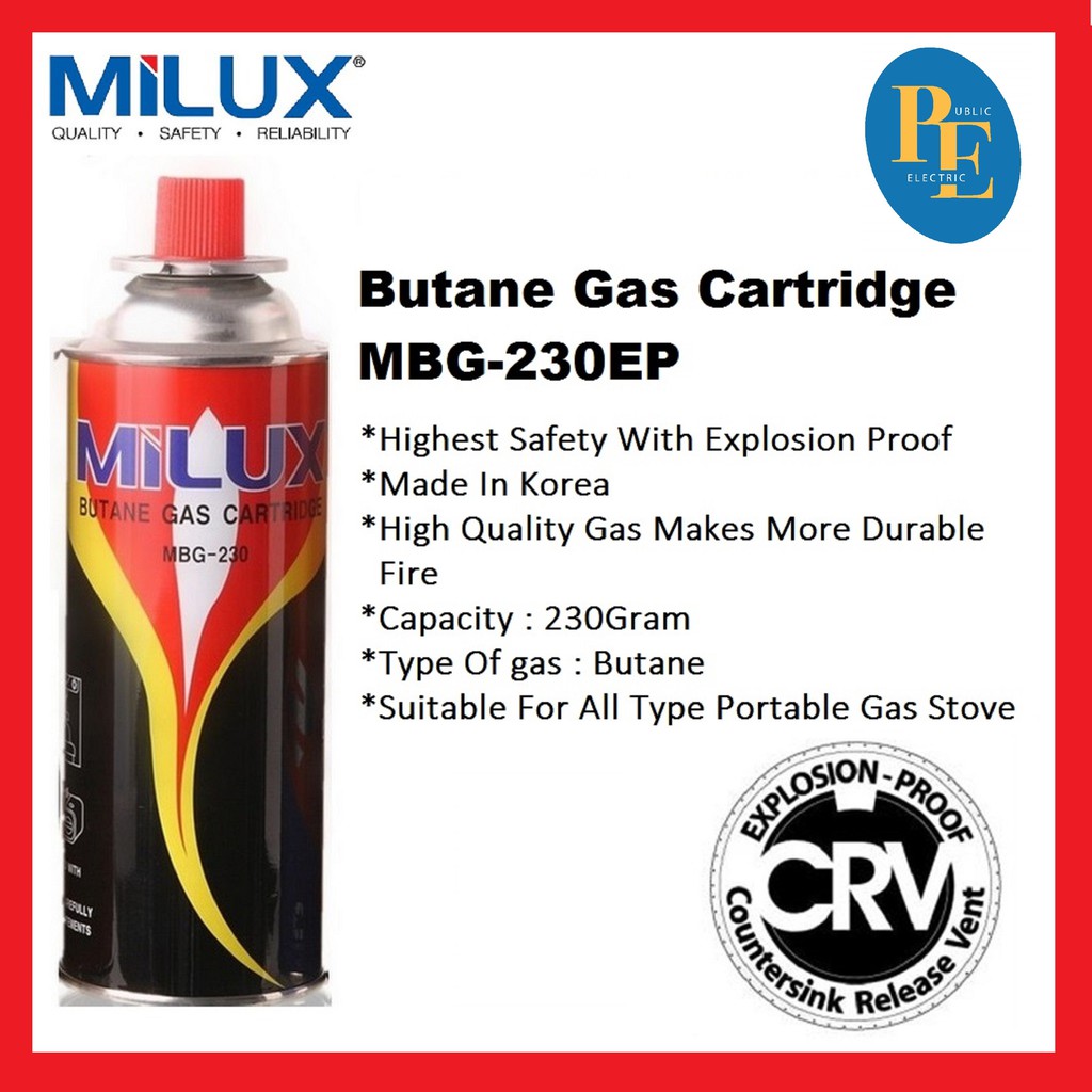 Milux Butane Gas Cartridge For Portable Gas Stoves 1/2/4 Bottles MBG