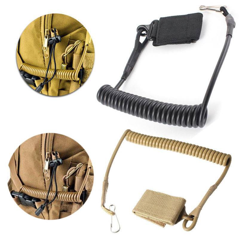 Elastic Lanyard Buckle Military Tactical  Pistol Sling Hook Tan For Gun Rifle ZJ 