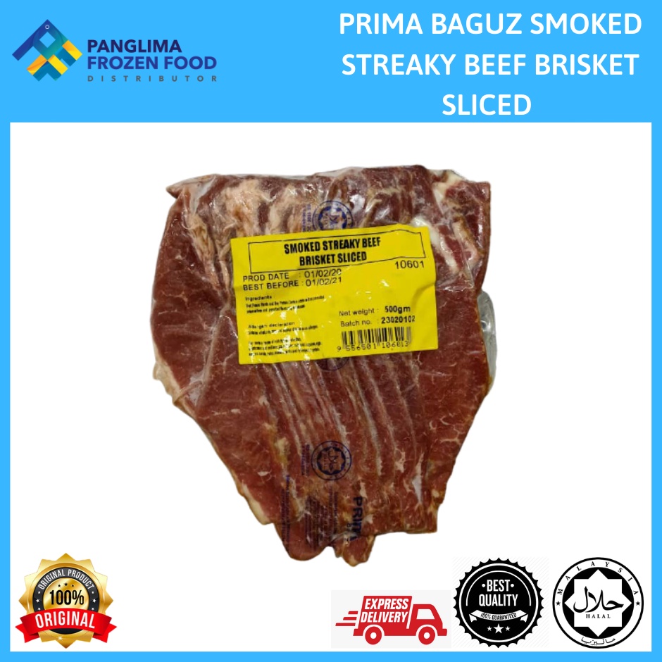 PRIMA BAGUZ SMOKED STREAKY BEEF BRISKET SLICED (500G) [KLANG VALLEY ONLY]