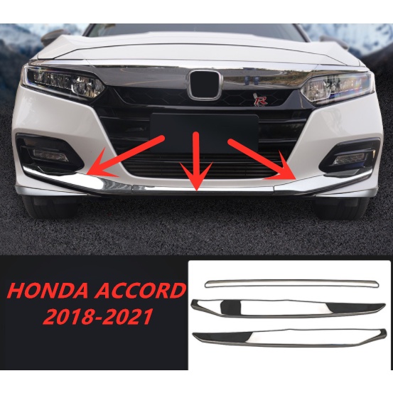 Honda ACCORD 20182020 Stainless Steel Chrome Front Bumper Grille Lining Lower Strip Trim Cover