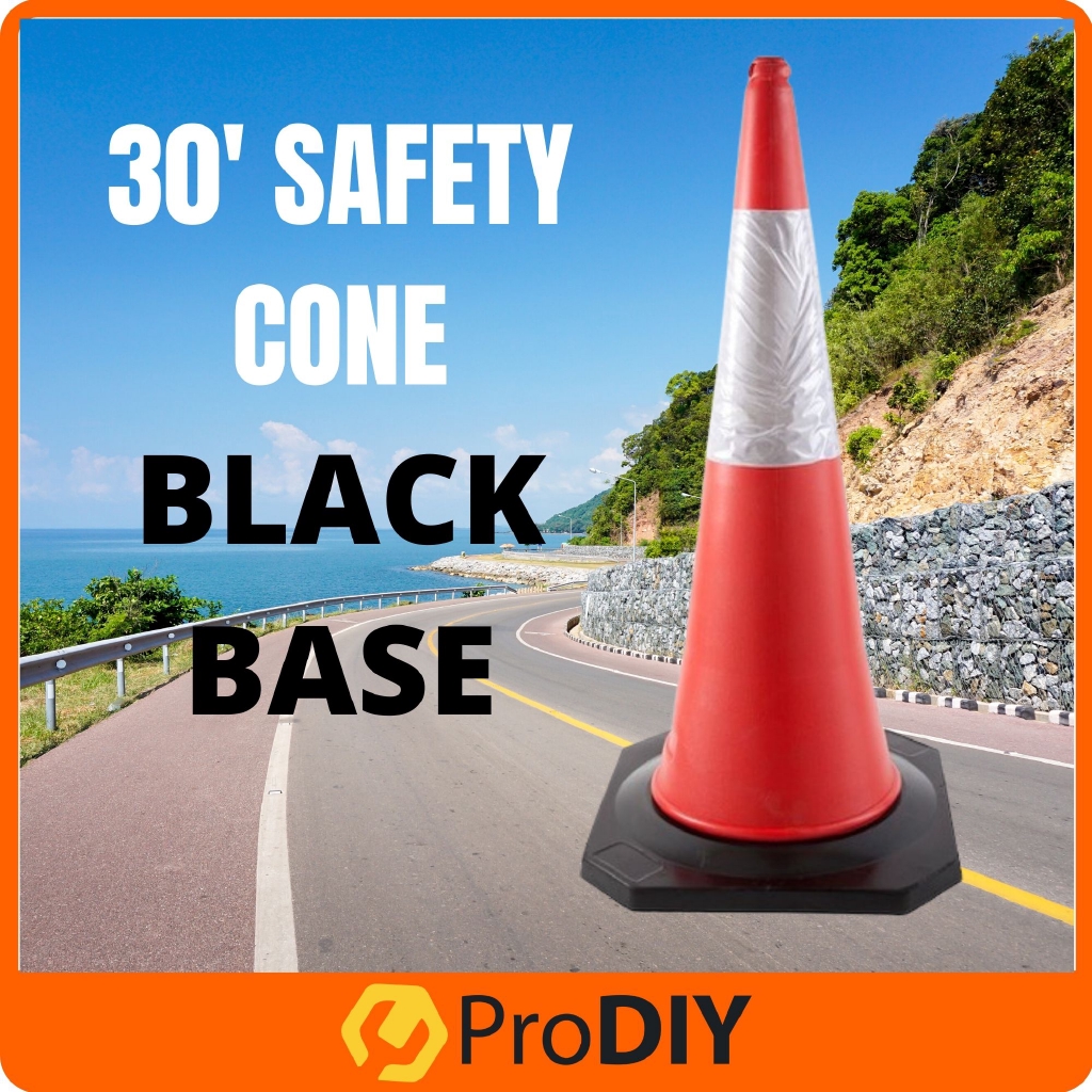 30 Inch Safety Cone Black Base Reflective PVC Traffic Safety Cone