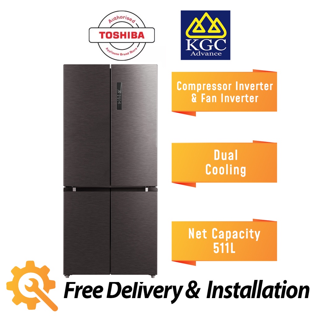 [Free Standard Installation & Delivery] Toshiba 556L 4 Doors Fridge GRRF610WEPMY (37) Inverter